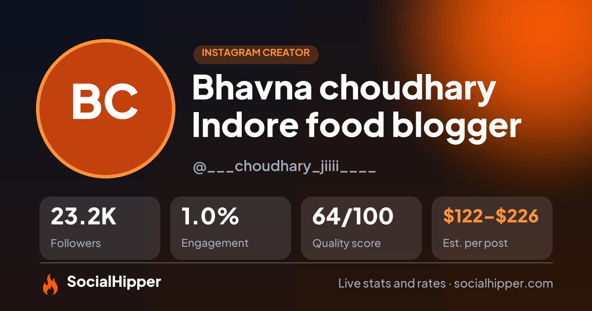 Bhavna choudhary 🌼 Indore food blogger Instagram stats on SocialHipper
