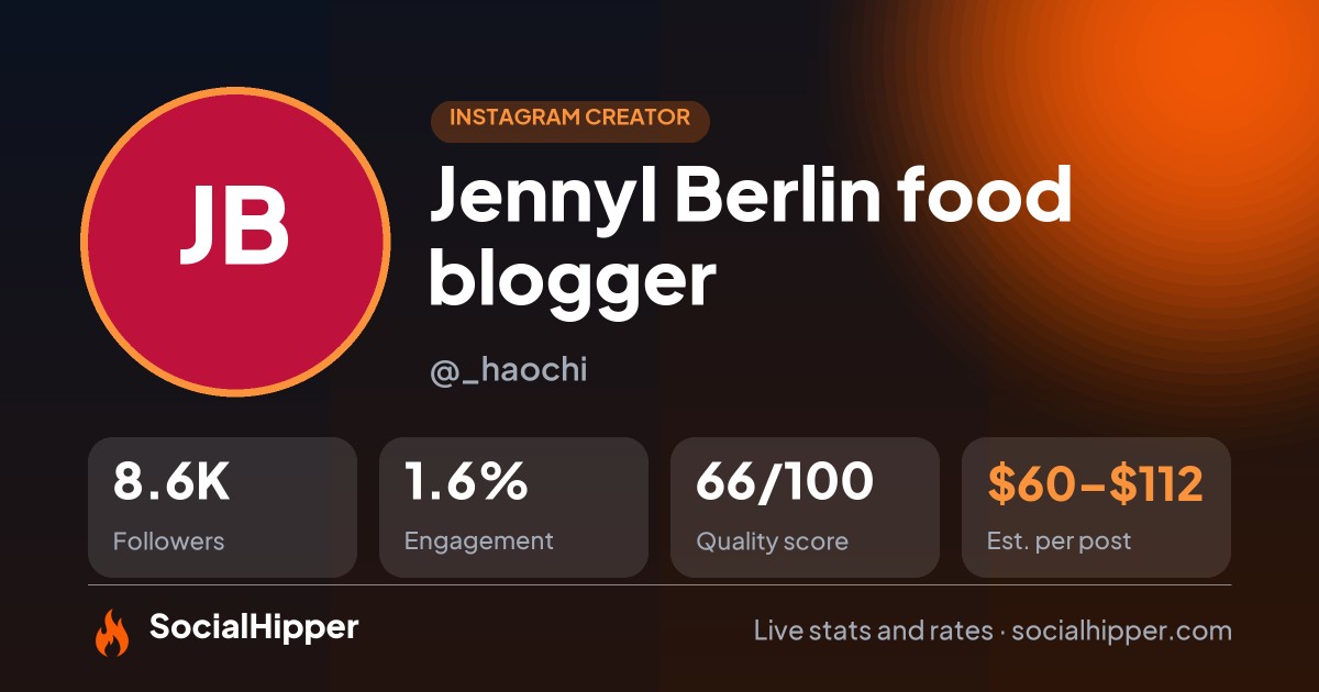 Jenny🇩🇪🇨🇳I Berlin food blogger Instagram stats on SocialHipper