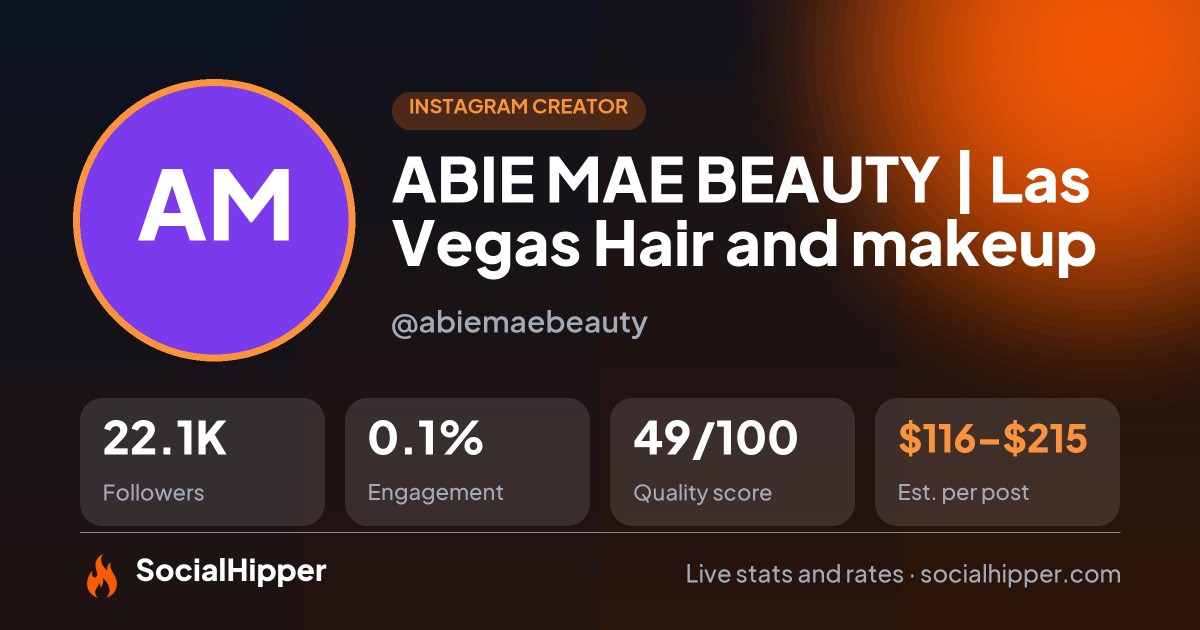 ABIE MAE BEAUTY | Las Vegas Hair and makeup Instagram stats on SocialHipper