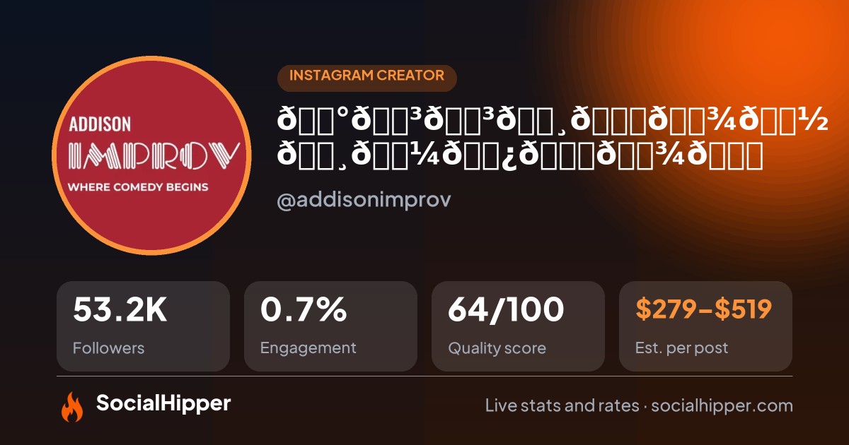 𝙰𝙳𝙳𝙸𝚂𝙾𝙽 𝙸𝙼𝙿𝚁𝙾𝚅 Instagram stats on SocialHipper