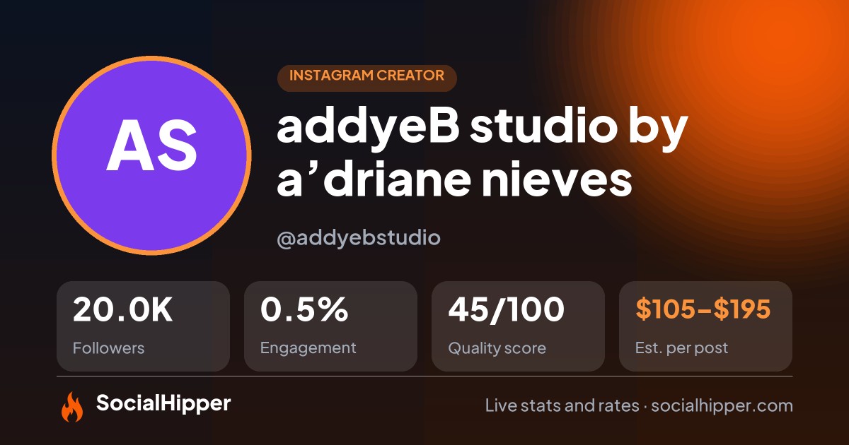 addyeB studio by a’driane nieves Instagram stats on SocialHipper
