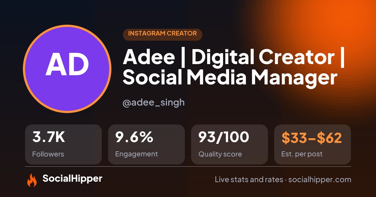 Adee | Digital Creator | Social Media Manager Instagram stats on SocialHipper
