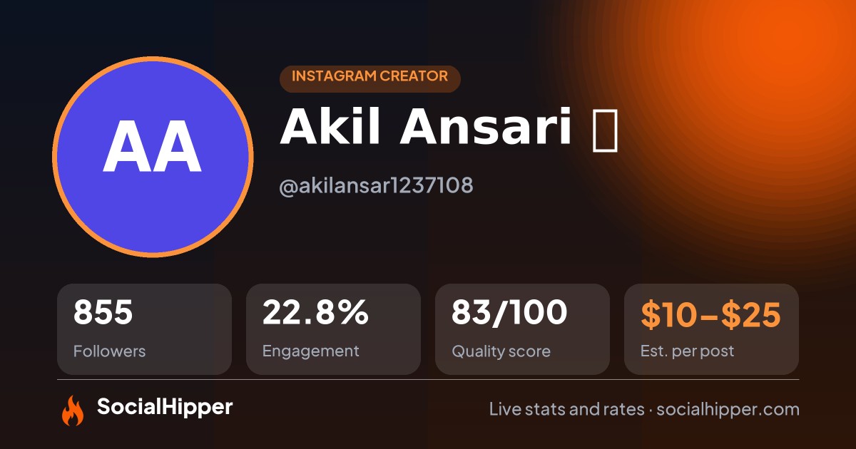 Akil Ansari  Instagram stats on SocialHipper