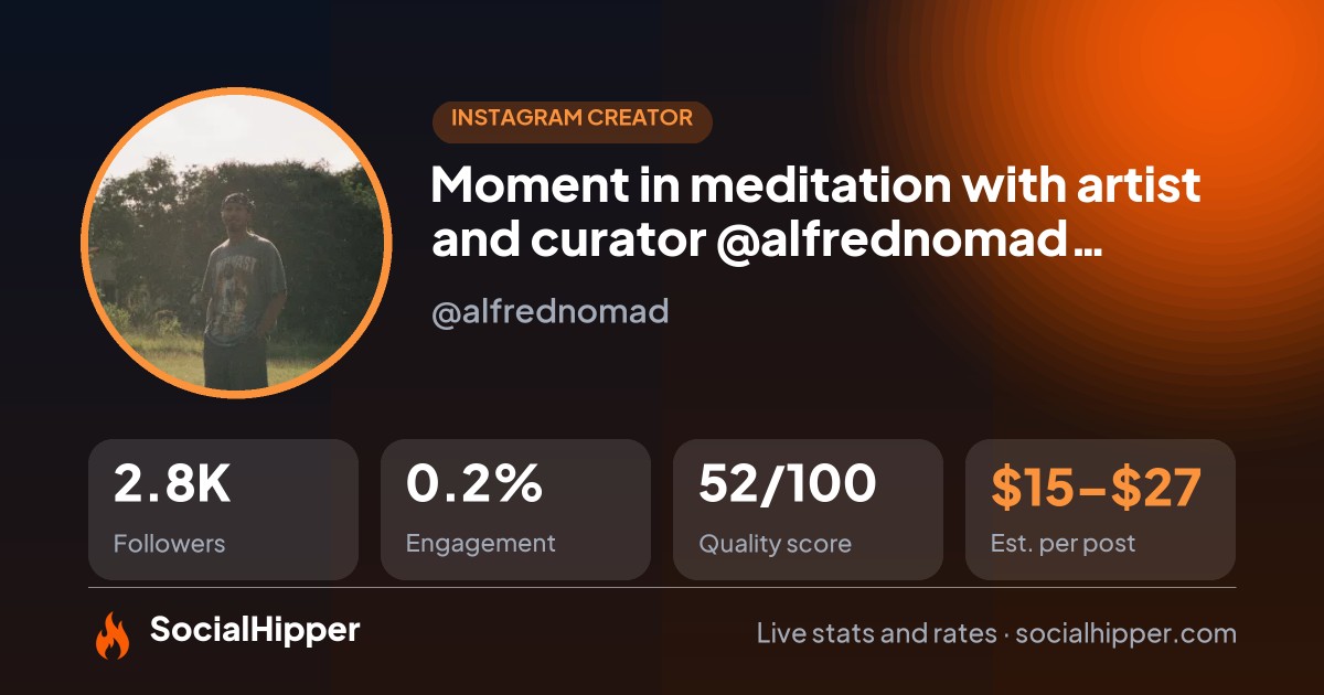 Moment in meditation with artist and curator @alfrednomad, guided ... Instagram stats on SocialHipper