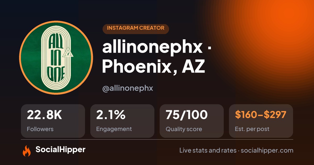 allinonephx · Phoenix, AZ Instagram stats on SocialHipper