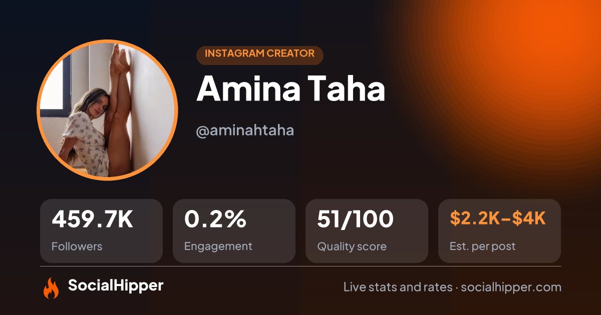 Amina Taha Instagram stats on SocialHipper