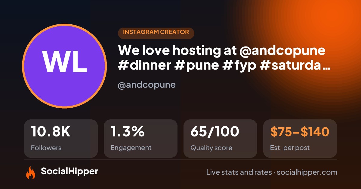 We love hosting at @andcopune #dinner #pune #fyp #saturday ... Instagram stats on SocialHipper