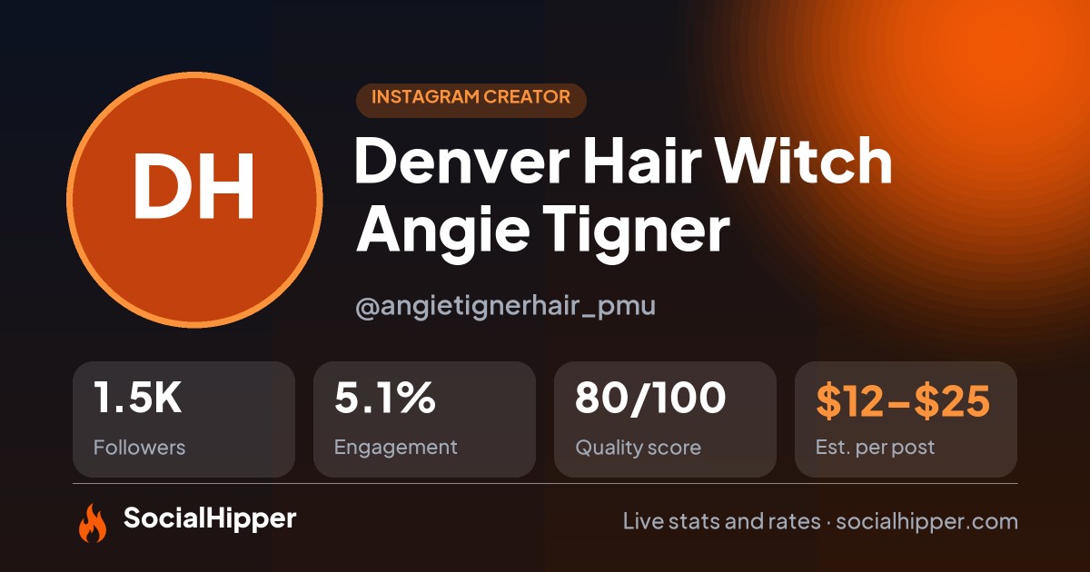 Denver Hair Witch Angie Tigner Instagram stats on SocialHipper
