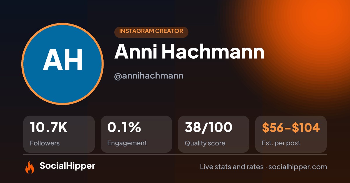 Anni Hachmann Instagram stats on SocialHipper