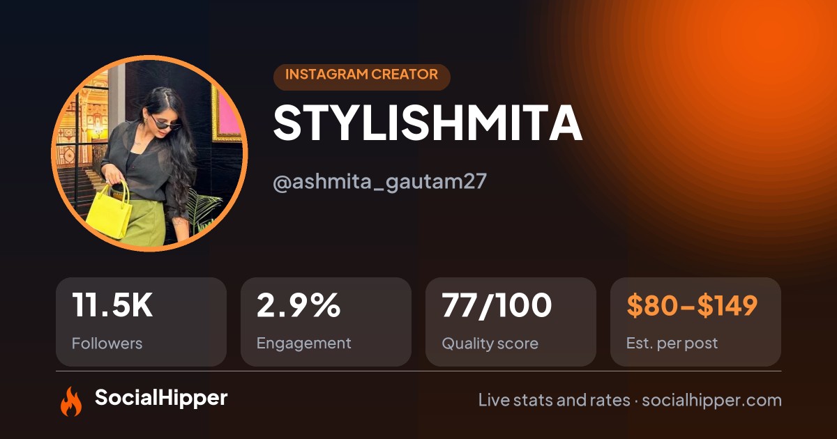 STYLISHMITA 🌙 Instagram stats on SocialHipper