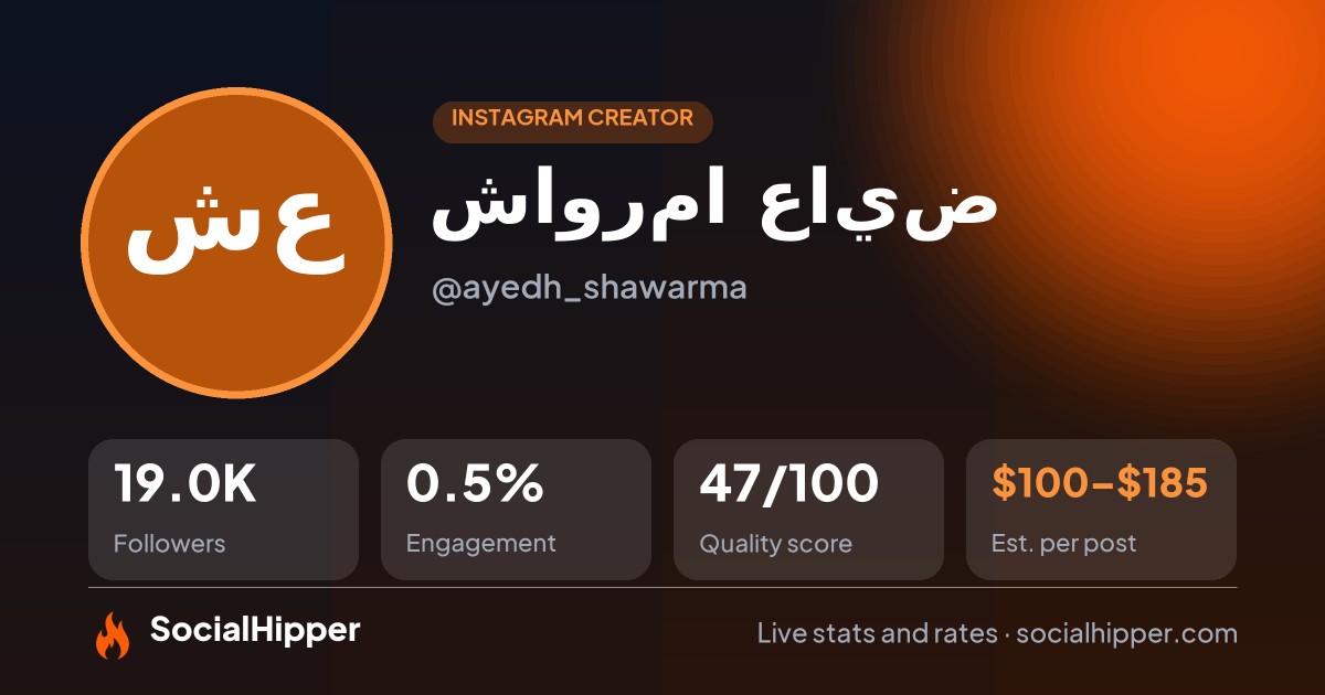 شاورما عايض Instagram stats on SocialHipper