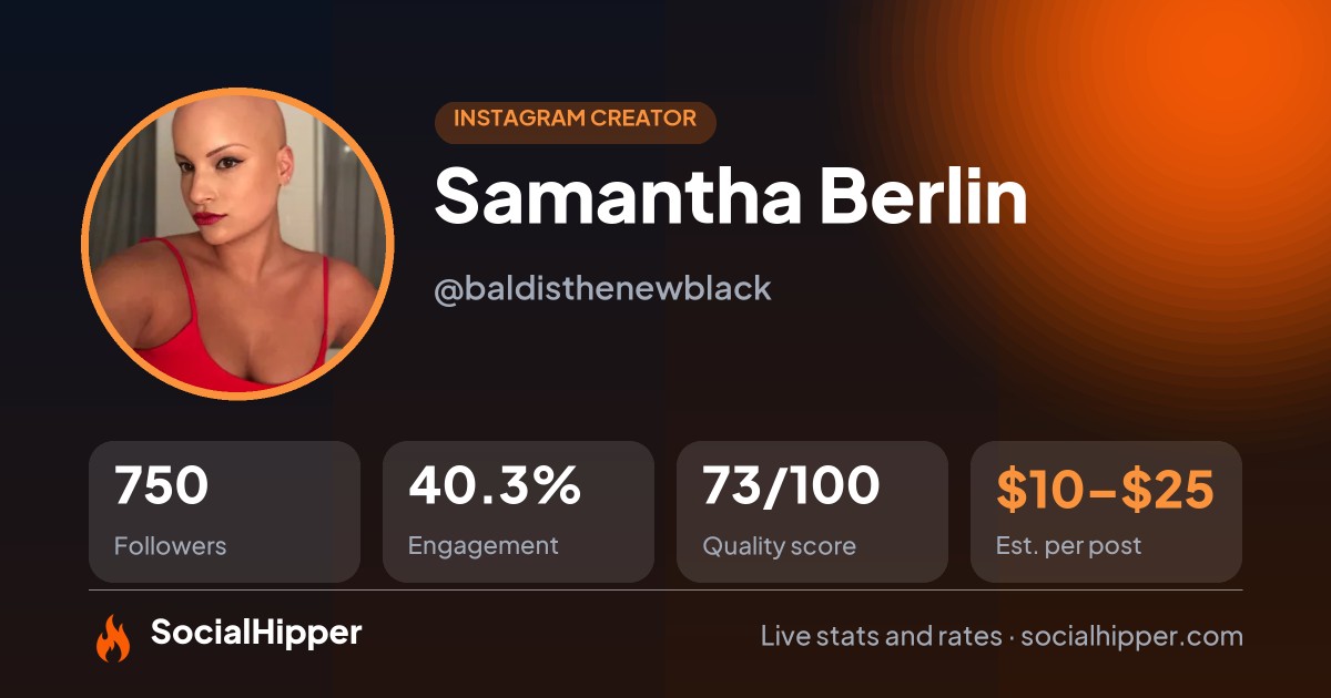 Samantha Berlin Instagram stats on SocialHipper