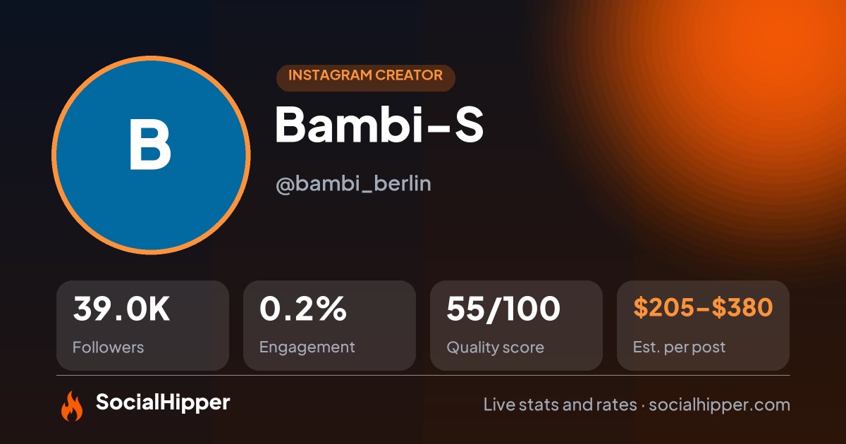 Bambi-S Instagram stats on SocialHipper