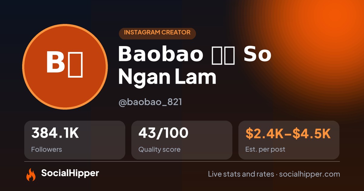 Baobao 包包 So Ngan Lam Instagram stats on SocialHipper