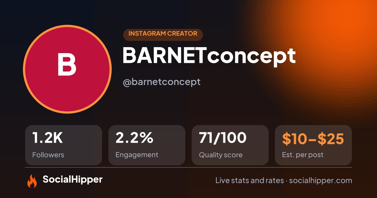 BARNETconcept Instagram stats on SocialHipper