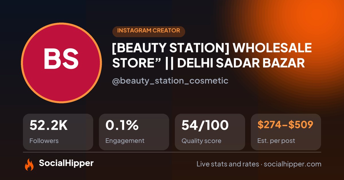 [BEAUTY STATION] WHOLESALE STORE” || DELHI SADAR BAZAR📍 Instagram stats on SocialHipper