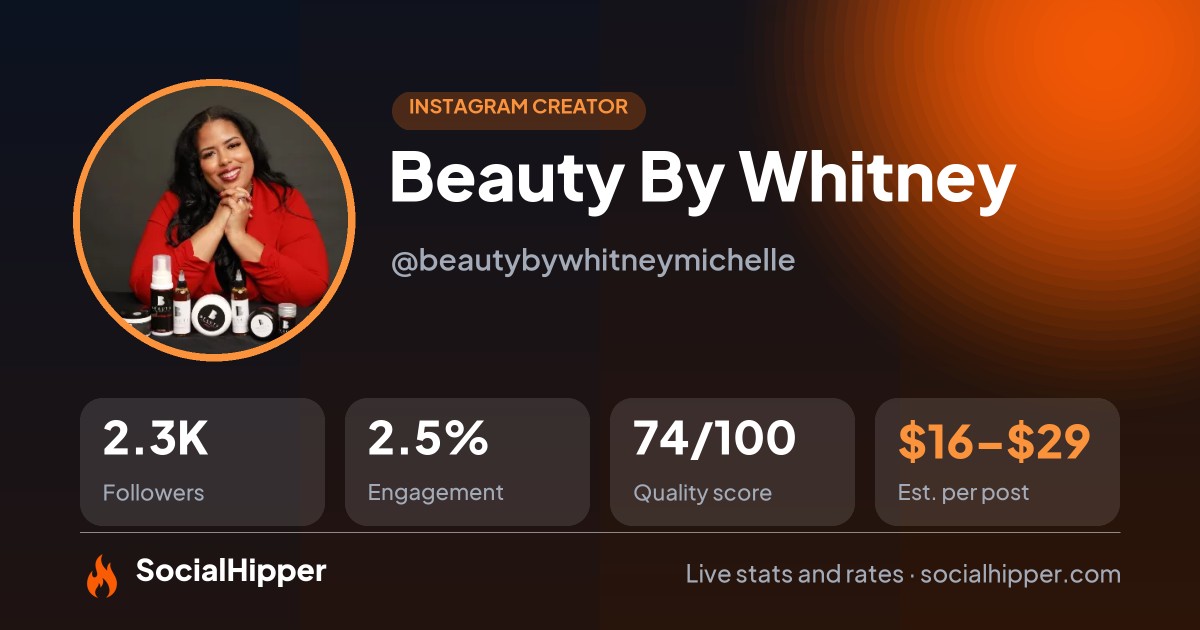 Beauty By Whitney Instagram stats on SocialHipper
