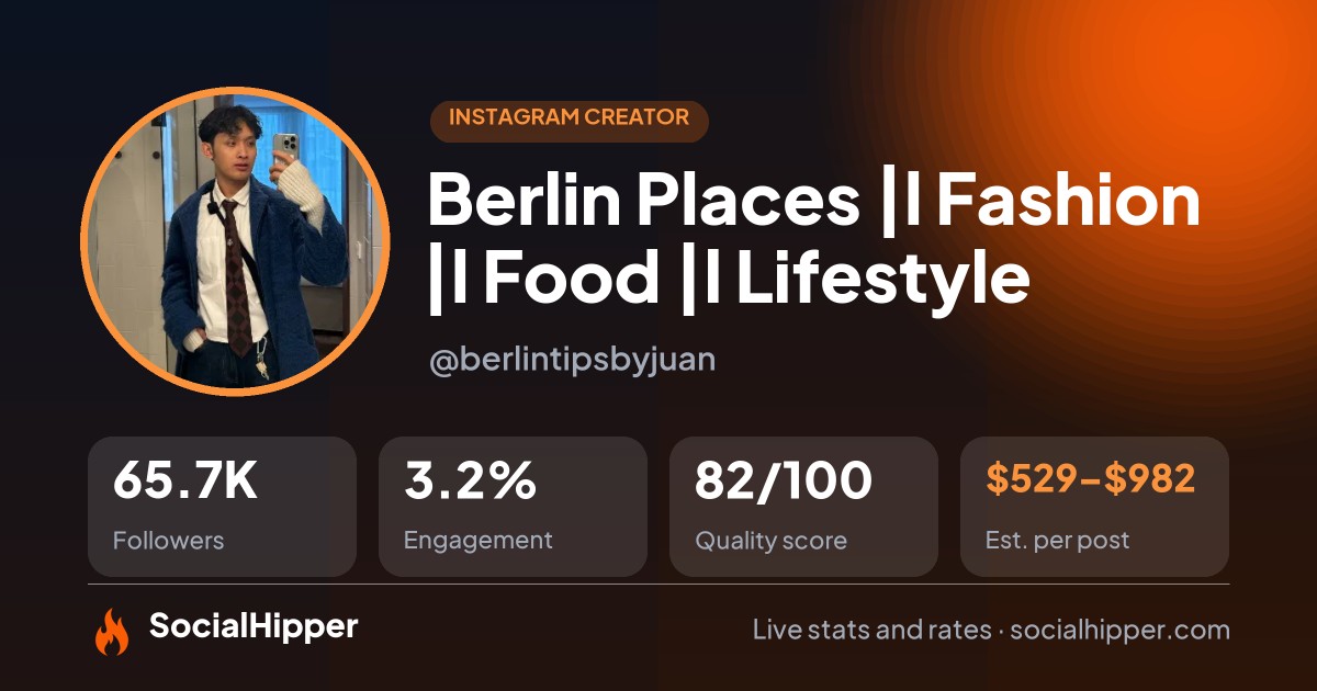Berlin Places |l Fashion |l Food |l Lifestyle Instagram stats on SocialHipper