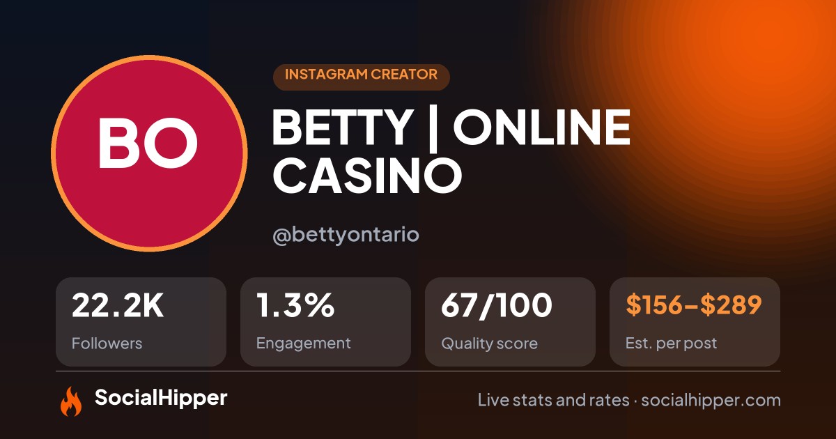 BETTY | ONLINE CASINO Instagram stats on SocialHipper