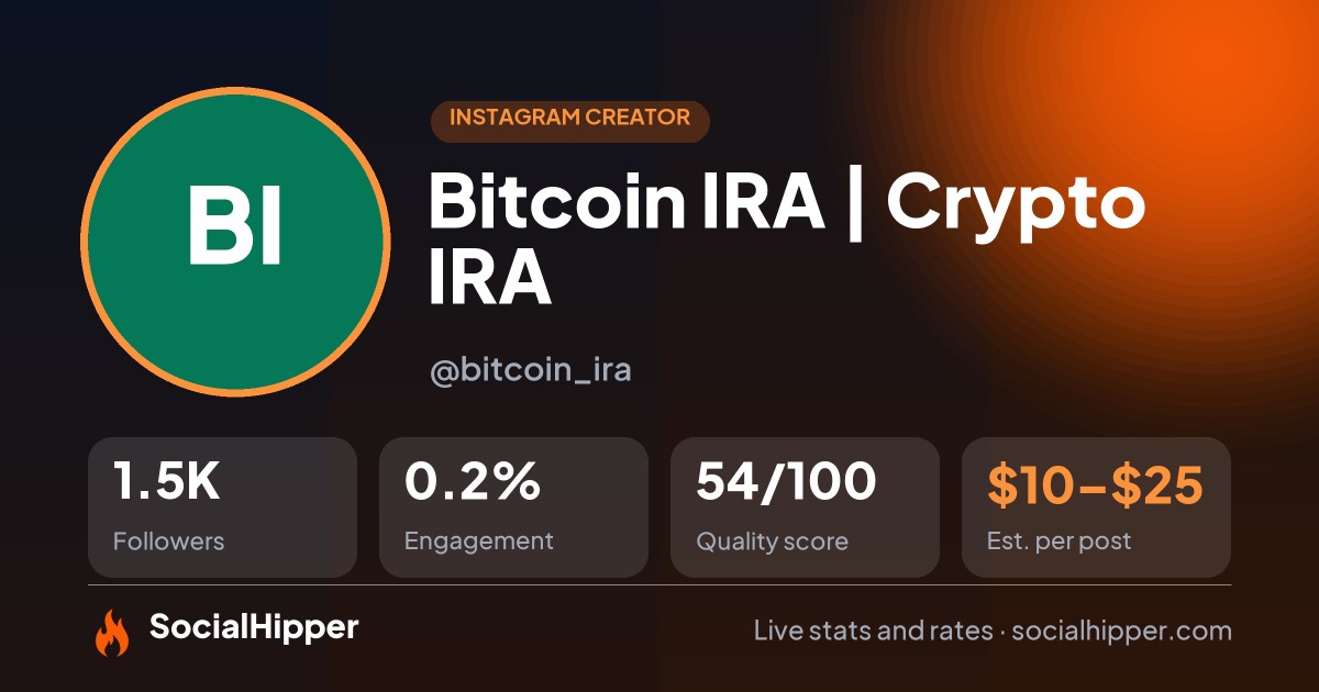 Bitcoin IRA | Crypto IRA Instagram stats on SocialHipper