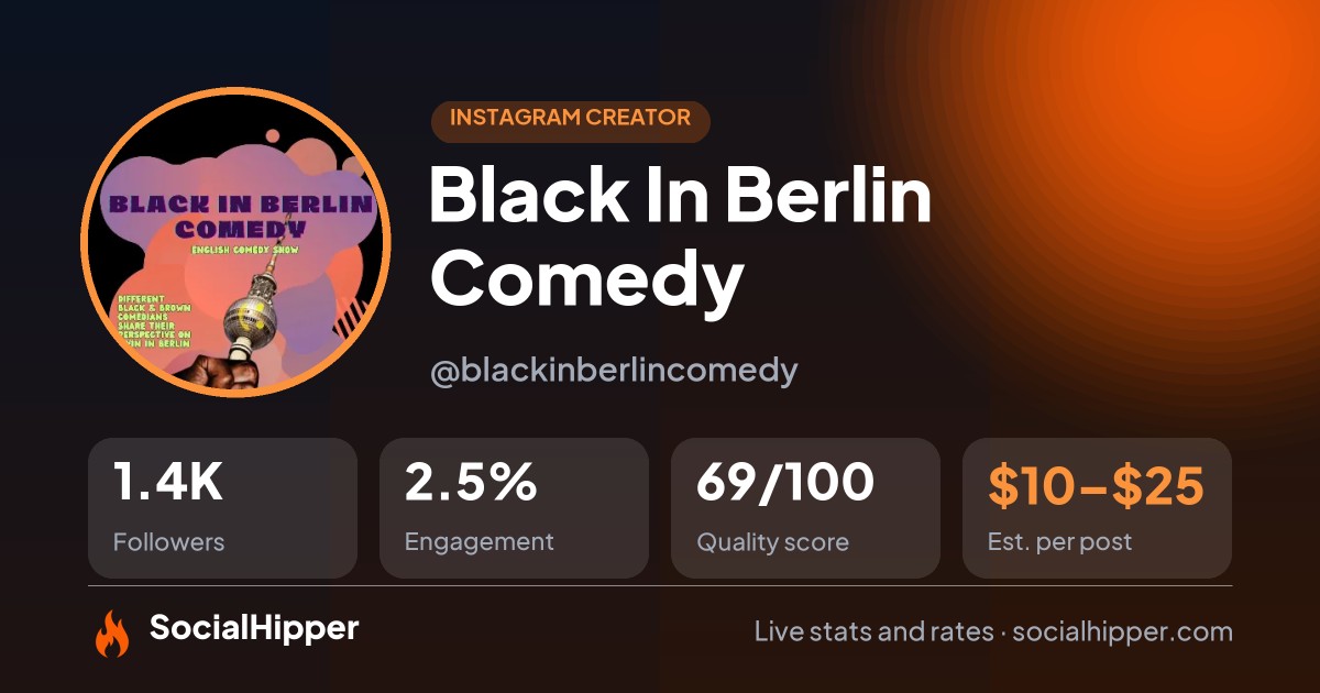 Black In Berlin Comedy Instagram stats on SocialHipper