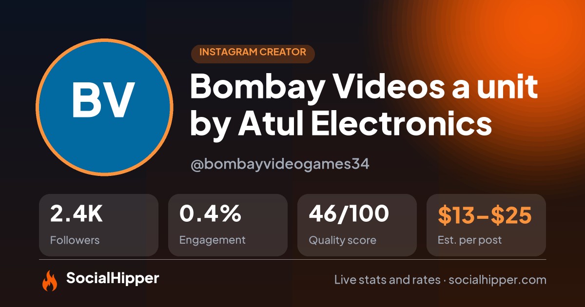 Bombay Videos a unit by Atul Electronics Instagram stats on SocialHipper