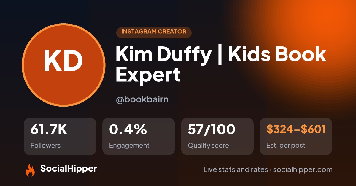 Kim Duffy | Kids Book Expert Instagram stats on SocialHipper
