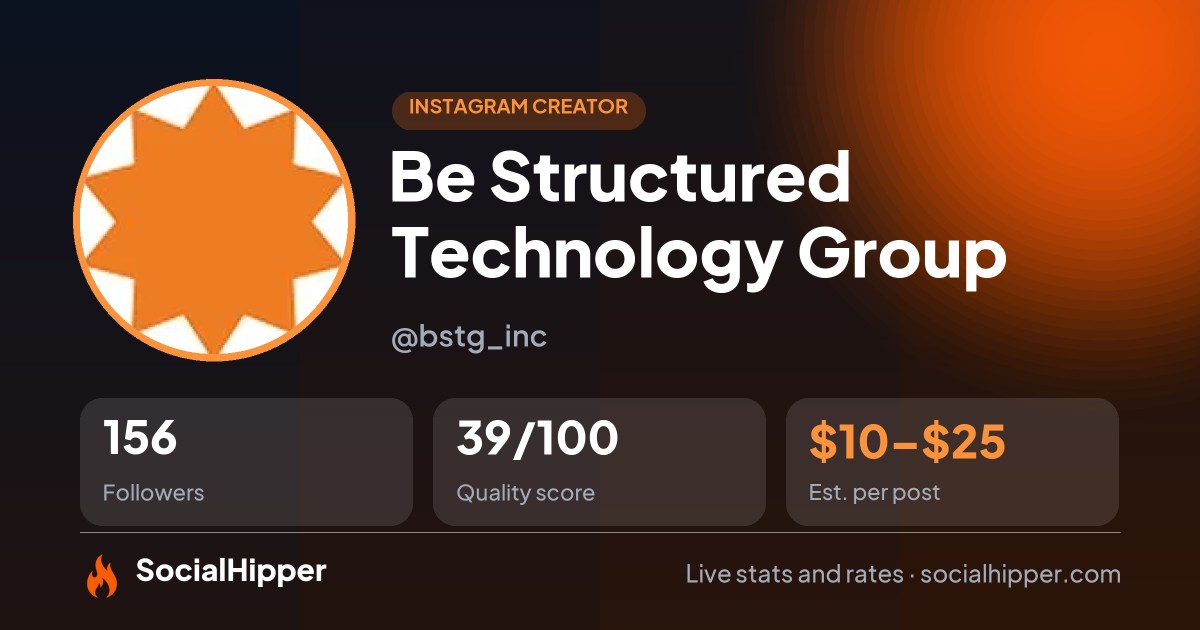 Be Structured Technology Group Instagram stats on SocialHipper