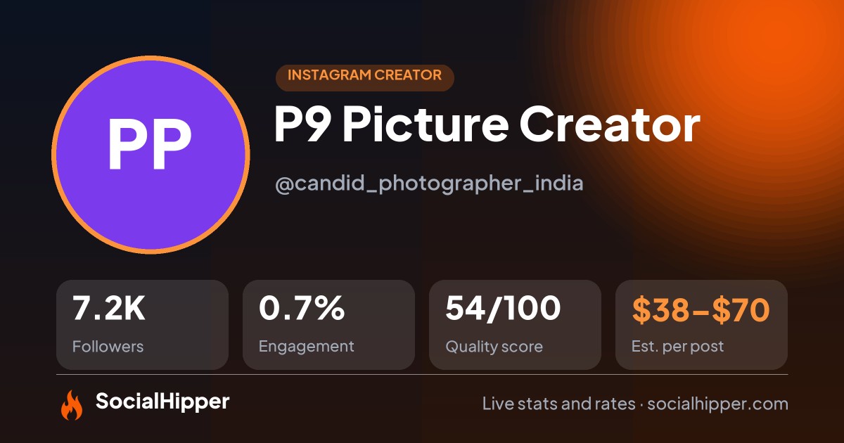 P9 Picture Creator Instagram stats on SocialHipper