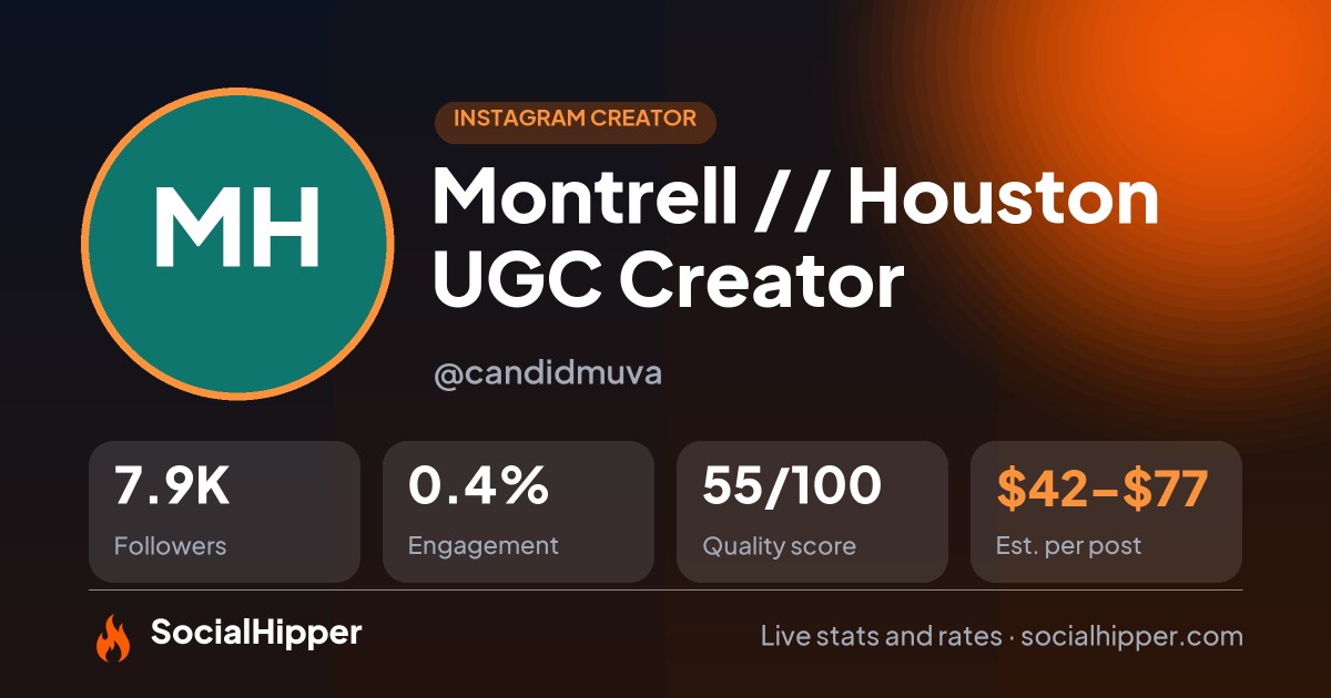 Montrell // Houston UGC Creator Instagram stats on SocialHipper