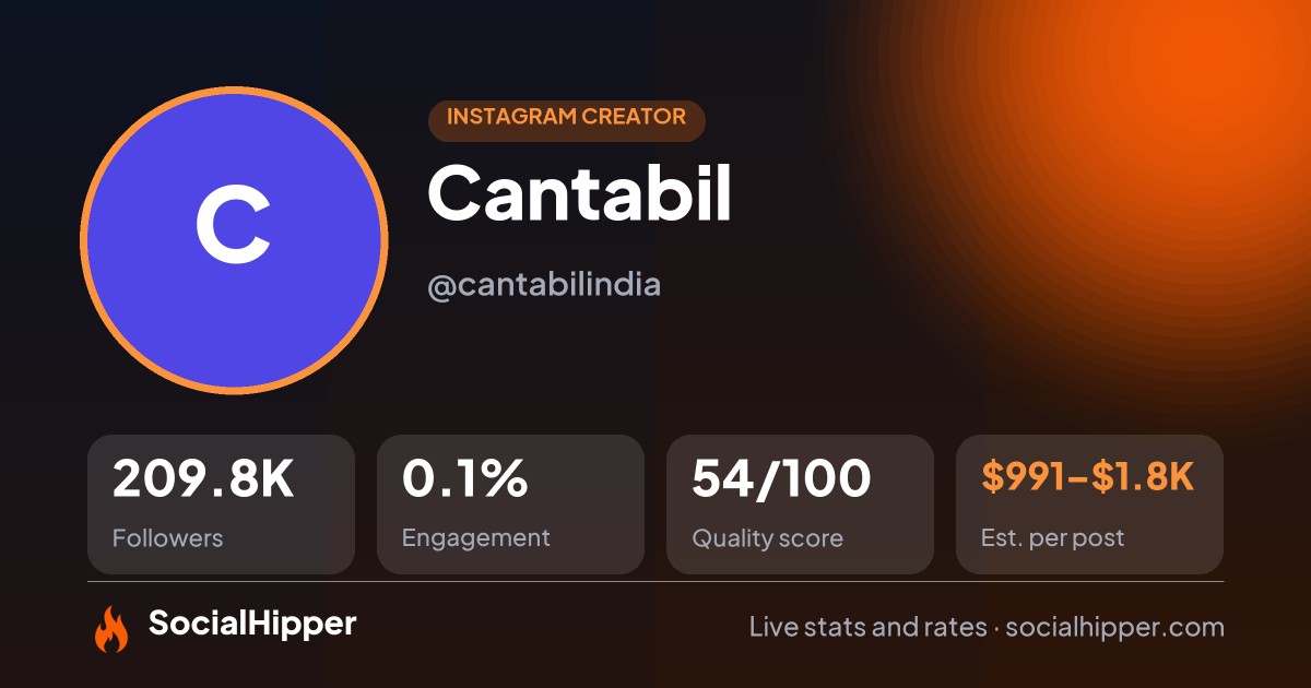 Cantabil Instagram stats on SocialHipper