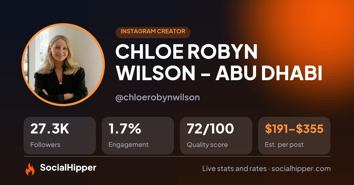 CHLOE ROBYN WILSON - ABU DHABI 🌞 Instagram stats on SocialHipper