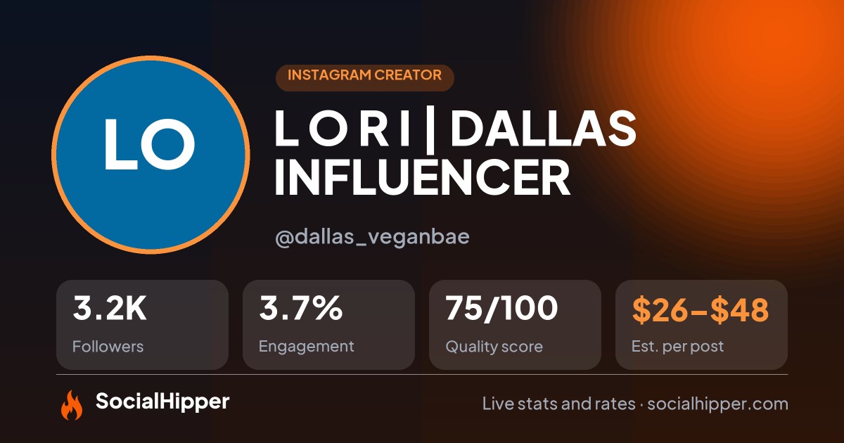 L O R I | DALLAS INFLUENCER Instagram stats on SocialHipper