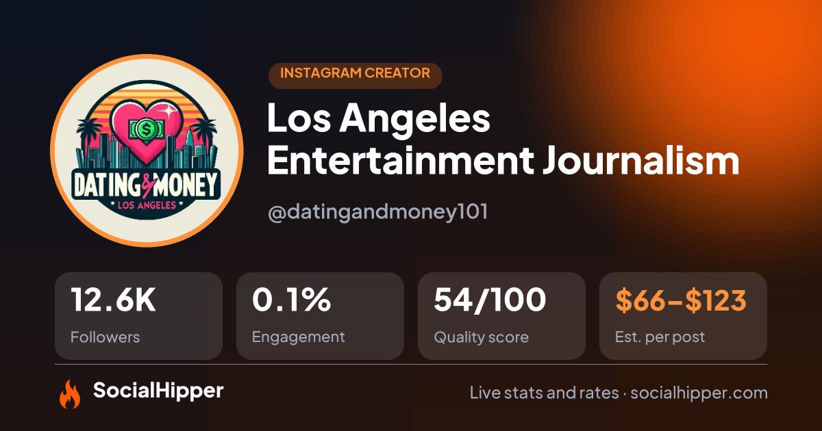 Los Angeles Entertainment Journalism Instagram stats on SocialHipper