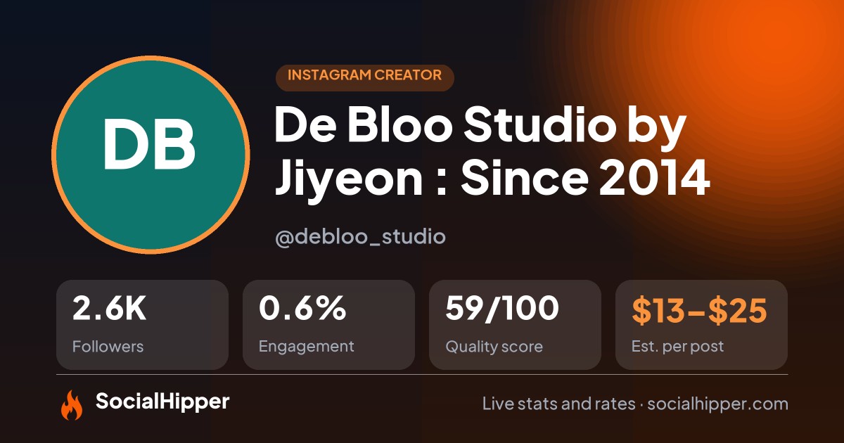 De Bloo Studio by Jiyeon : Since 2014 Instagram stats on SocialHipper