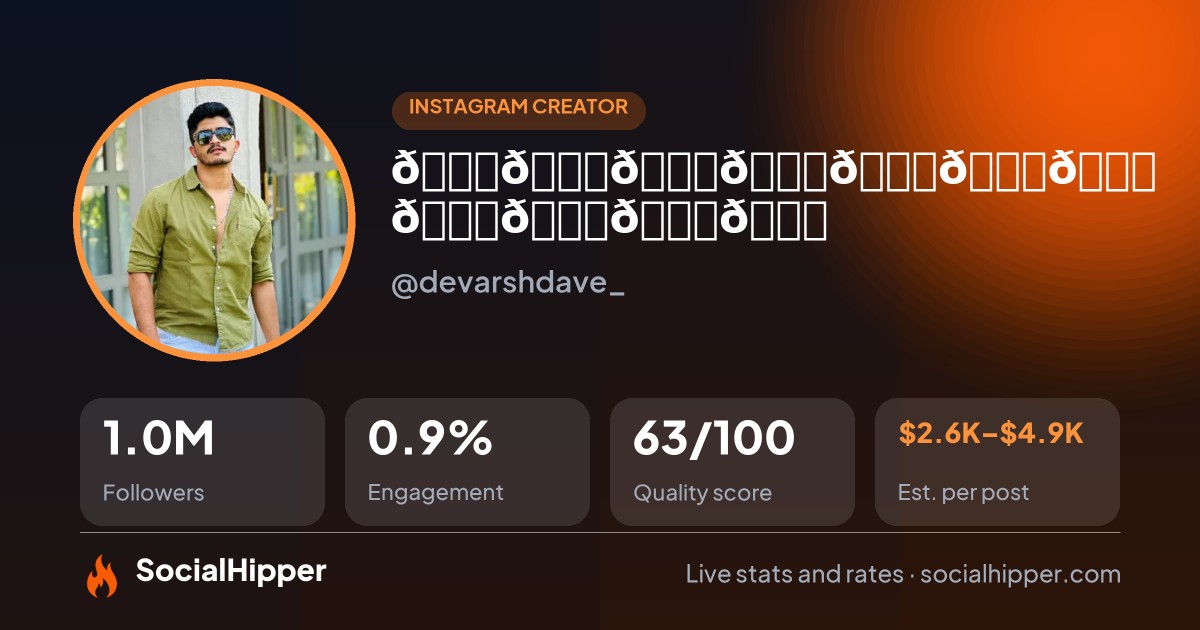 𝐃𝐄𝐕𝐀𝐑𝐒𝐇  𝐃𝐀𝐕𝐄 Instagram stats on SocialHipper