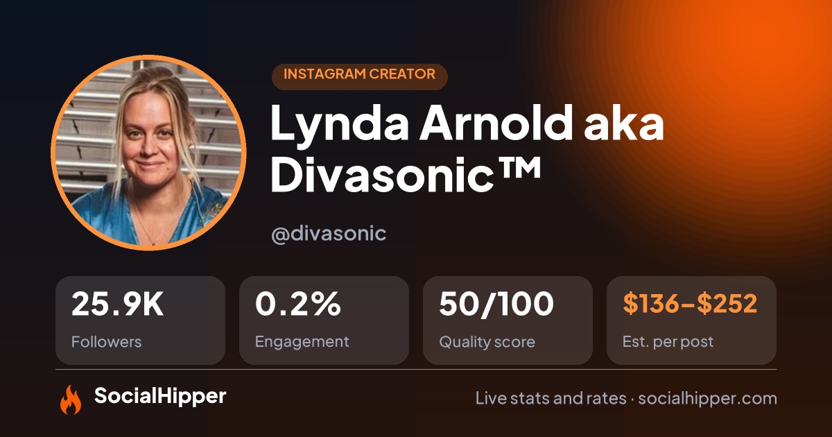 Lynda Arnold aka Divasonic™️ Instagram stats on SocialHipper