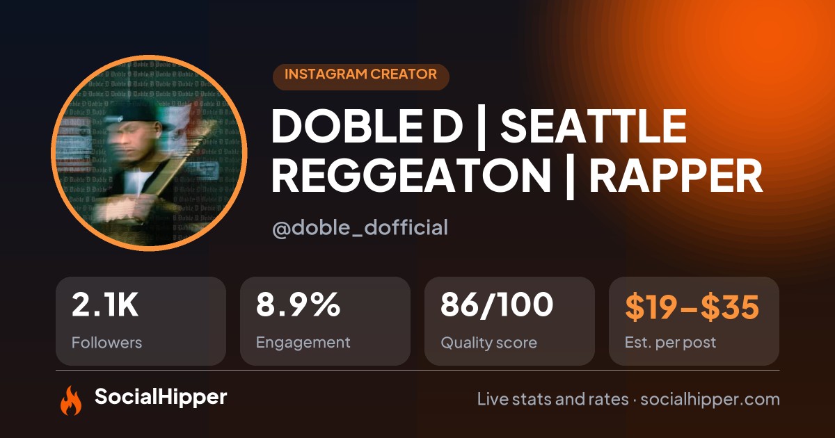 DOBLE D | SEATTLE REGGEATON | RAPPER Instagram stats on SocialHipper