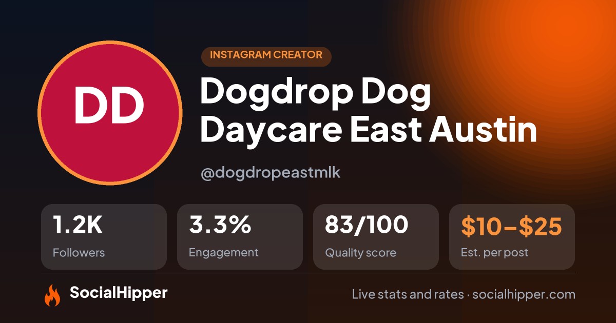Dogdrop Dog Daycare East Austin Instagram stats on SocialHipper
