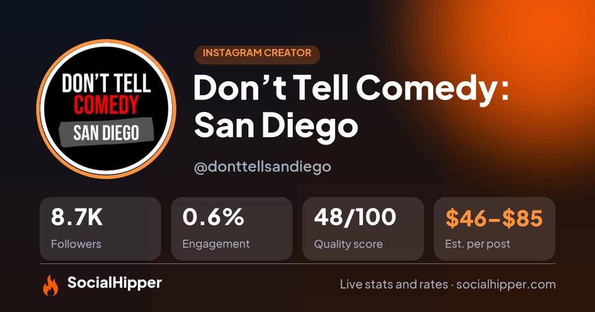 Don’t Tell Comedy: San Diego Instagram stats on SocialHipper