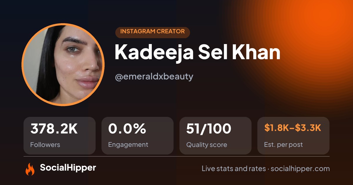 Kadeeja Sel Khan Instagram stats on SocialHipper