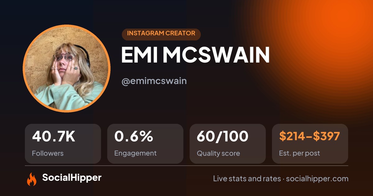 EMI MCSWAIN Instagram stats on SocialHipper