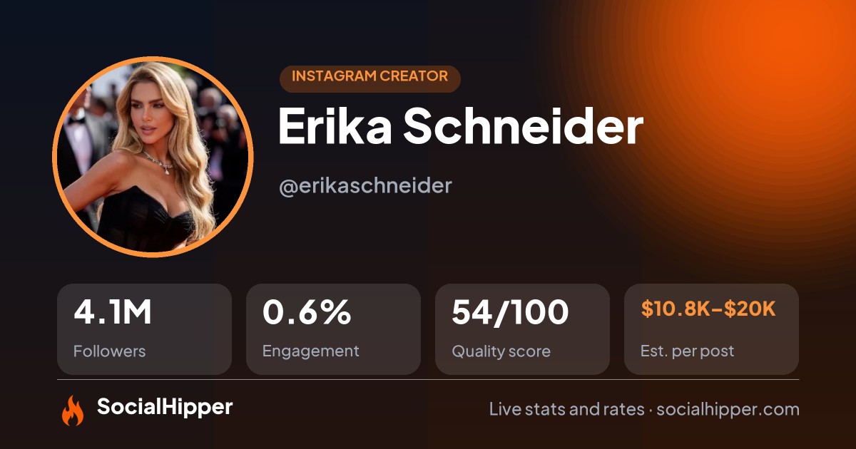 Erika Schneider Instagram stats on SocialHipper