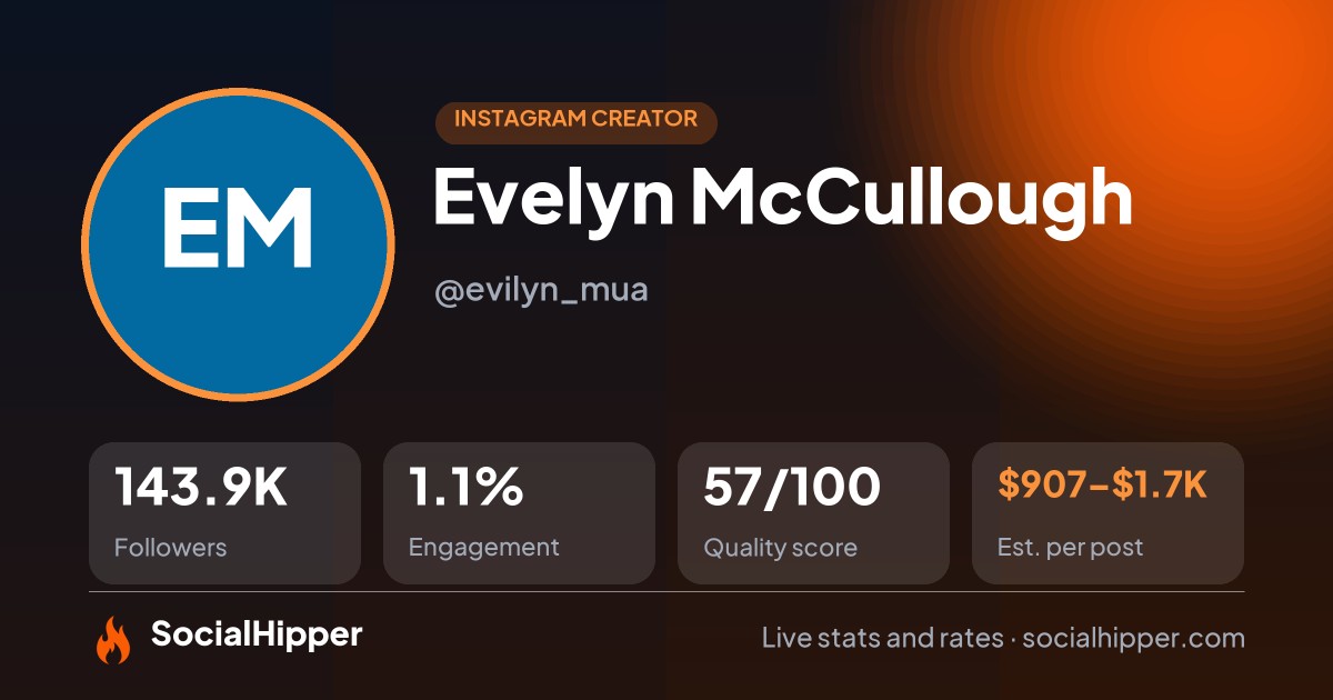 Evelyn McCullough Instagram stats on SocialHipper
