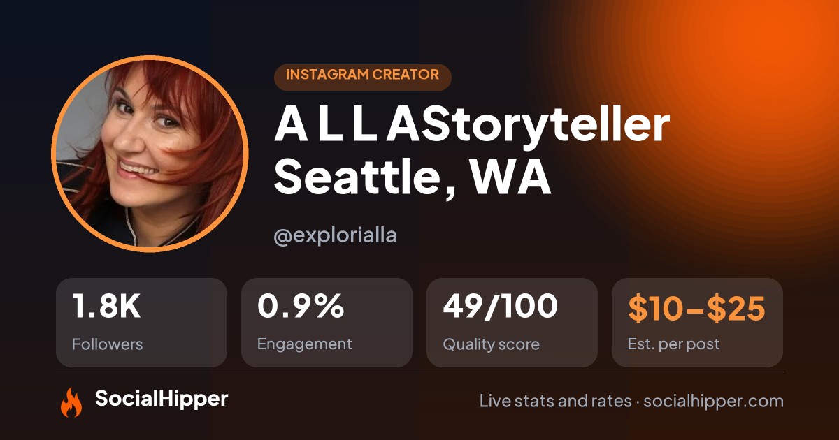 A L L A✨Storyteller 📍Seattle, WA Instagram stats on SocialHipper