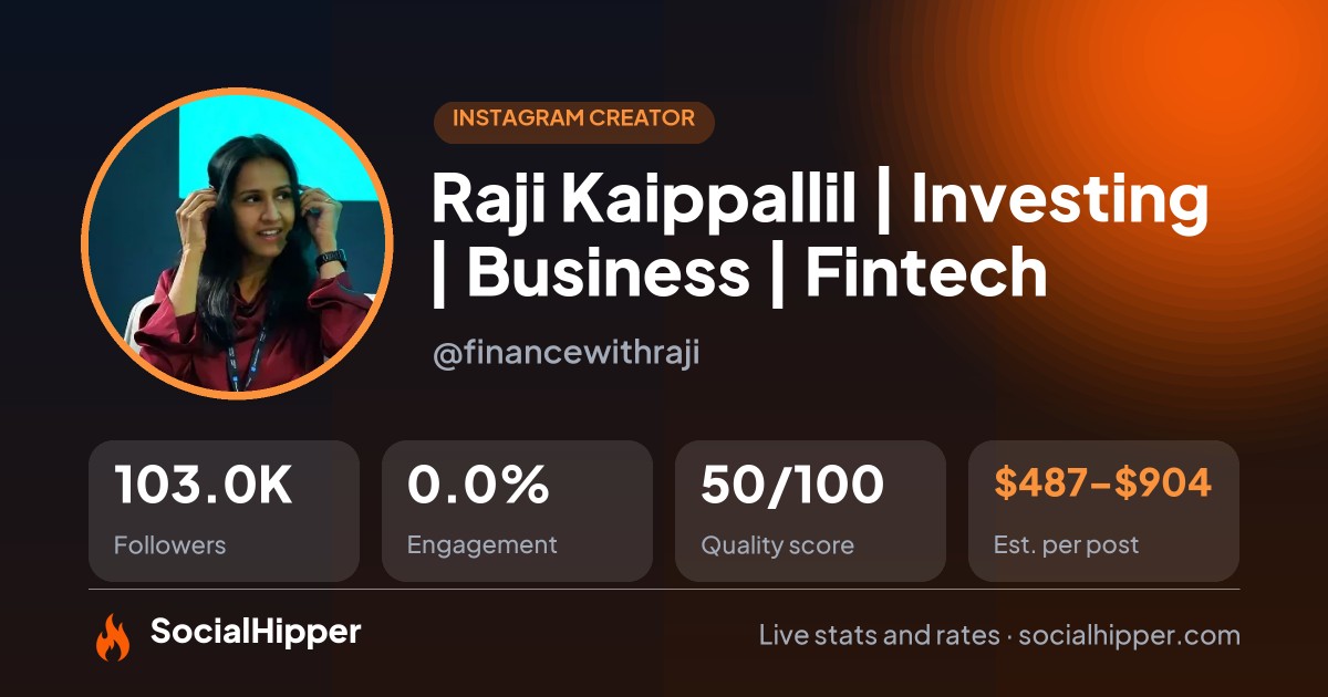 Raji Kaippallil | Dubai | UK | Finance Instagram stats on SocialHipper