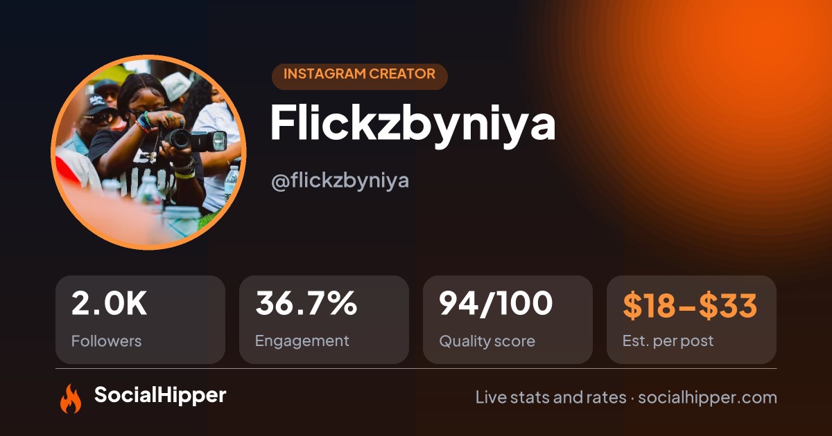 PORTLAND OREGON PHOTOGRAPHER-FLICKZBYNIYA Instagram stats on SocialHipper