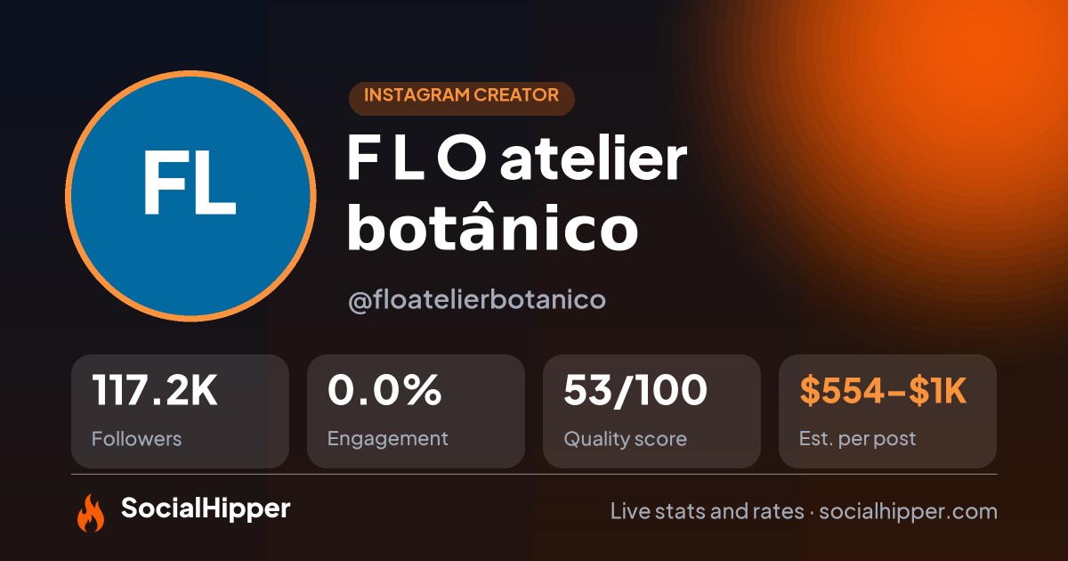 F L O  atelier botânico Instagram stats on SocialHipper