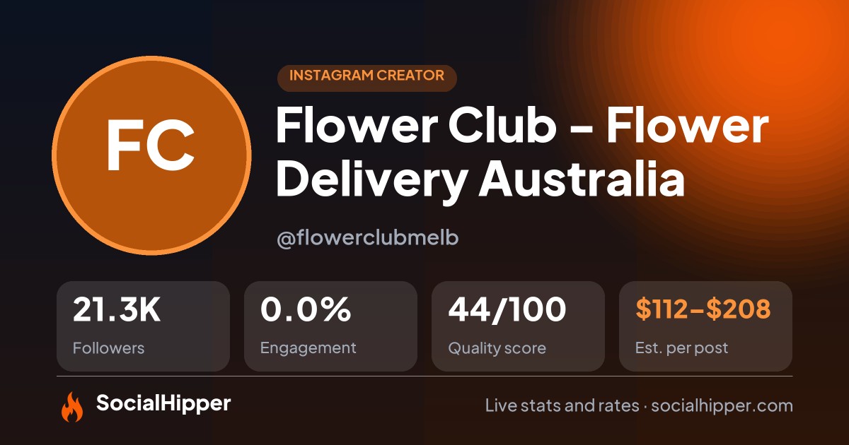 Flower Club - Flower Delivery Australia Instagram stats on SocialHipper
