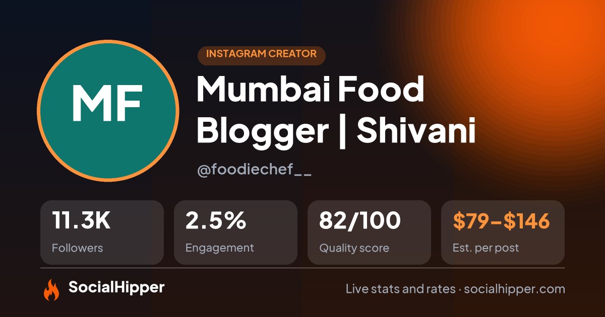 Mumbai Food Blogger | Shivani Instagram stats on SocialHipper
